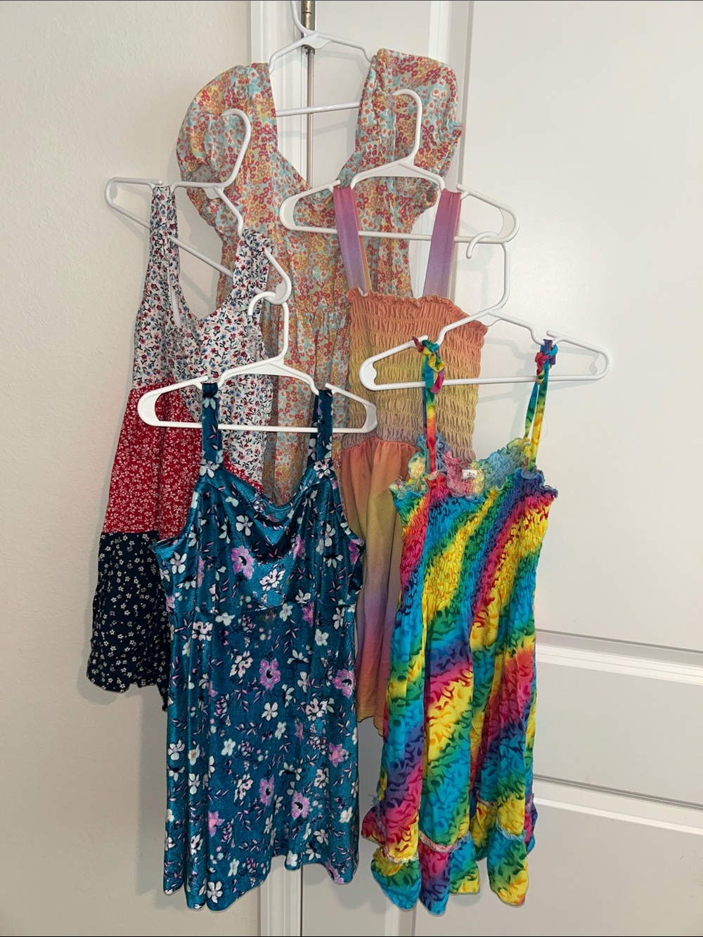 Girls Dresses set of 5 medium - Bright Multicolor